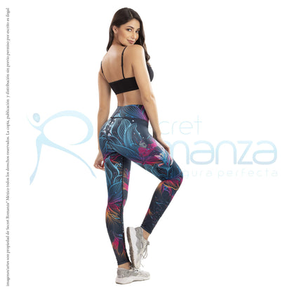 Mod. 7019E Leggins Control Flores Neon