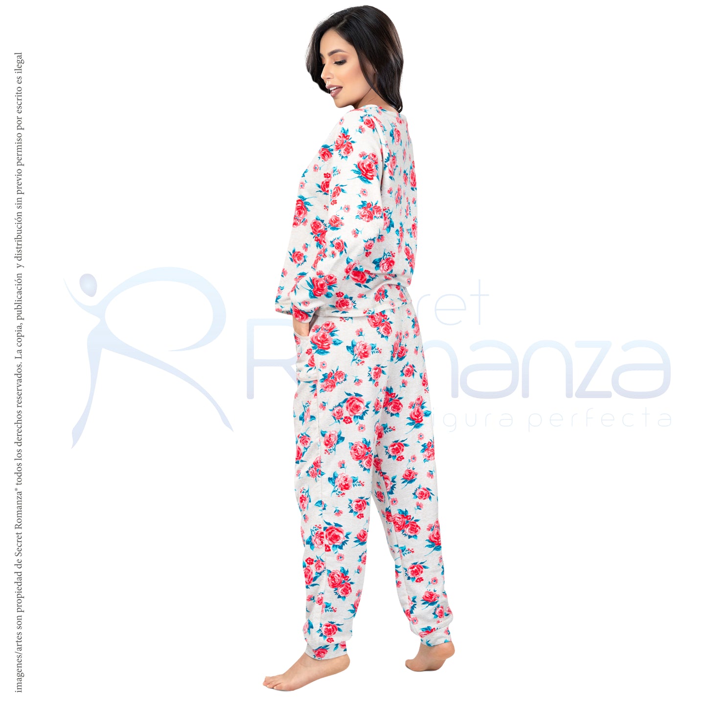 Mod. 9101E Set Pijama Clásica Flores Primaverales