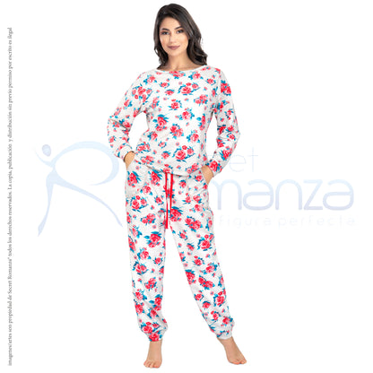 Mod. 9101E Set Pijama Clásica Flores Primaverales