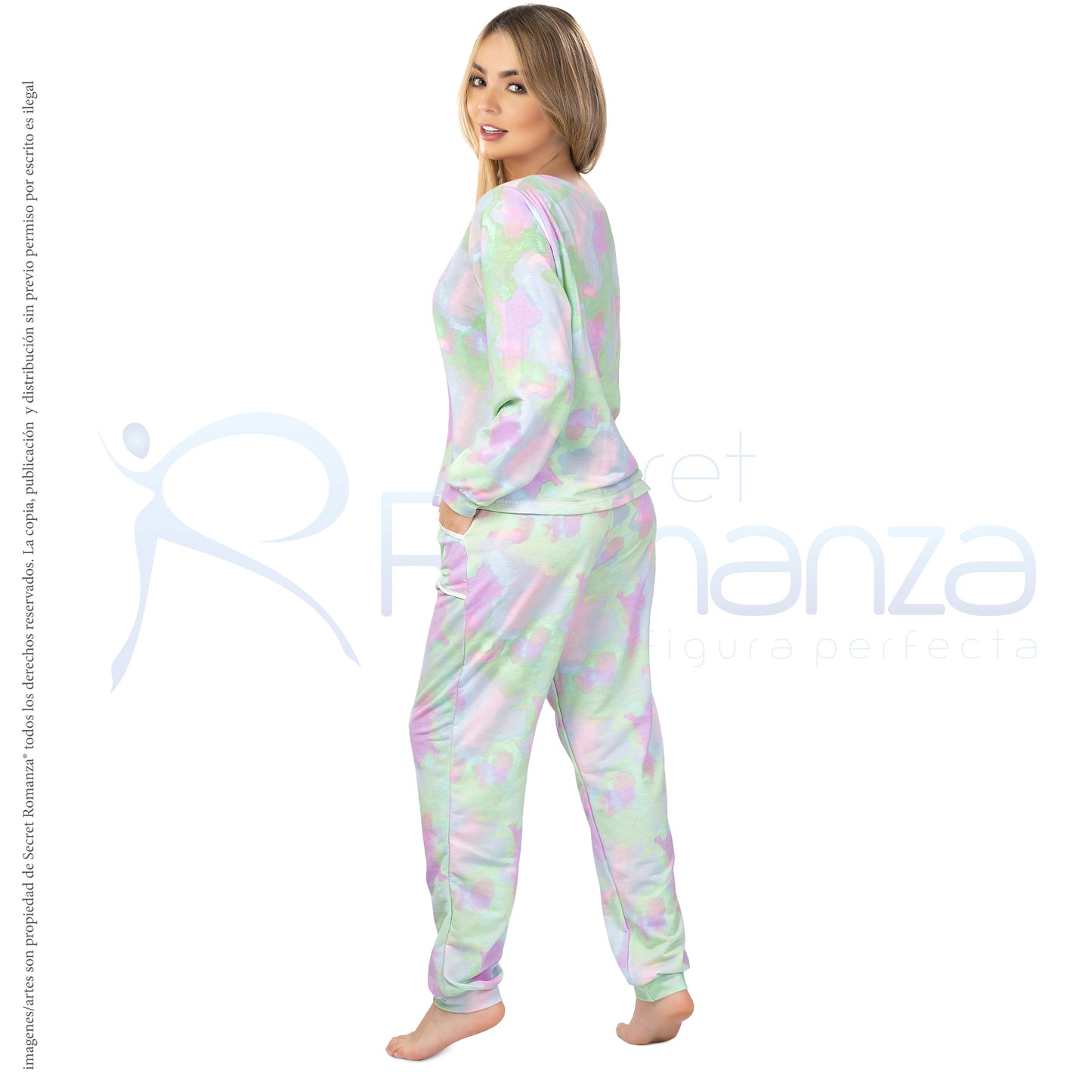 9101E Set Pijama Clásica Tye Dye Green